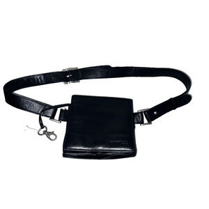 Kenneth Cole New York Black Genuine Leather Snap Belt/Waist Bag Fanny Pack
